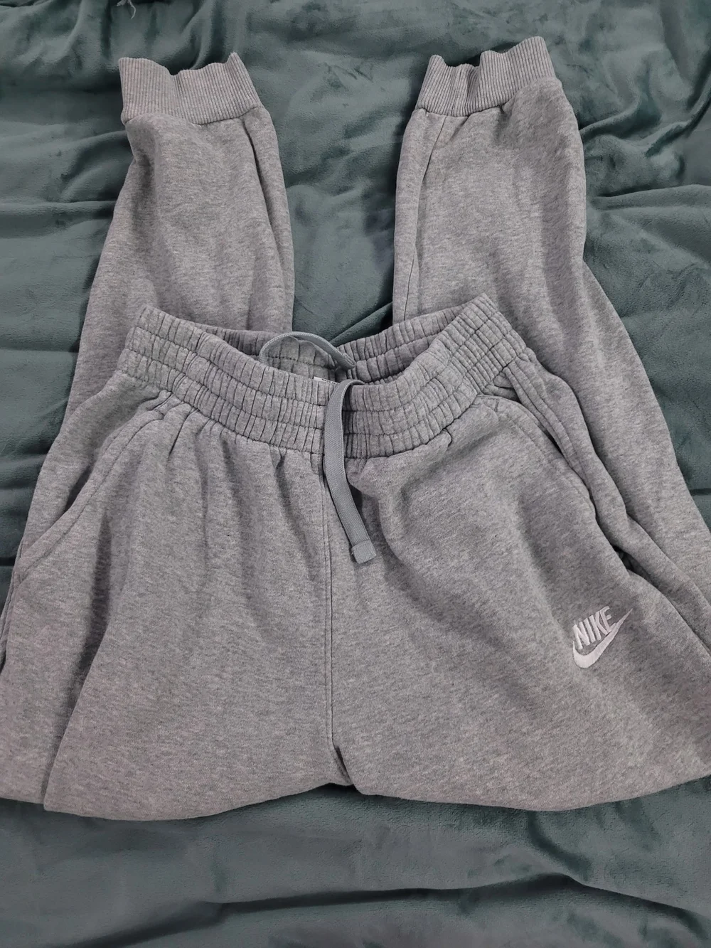 Nike Kids Heather Gray Fleece Joggers with Drawcord